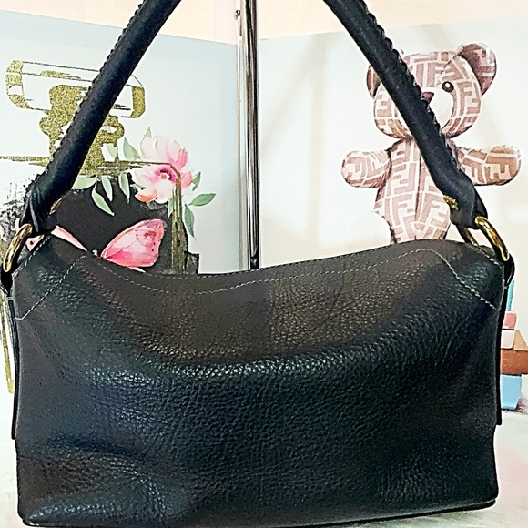 Celine shoulder Leather bag with gold-tone hardware and front buckle pocket - Picture 6 of 14